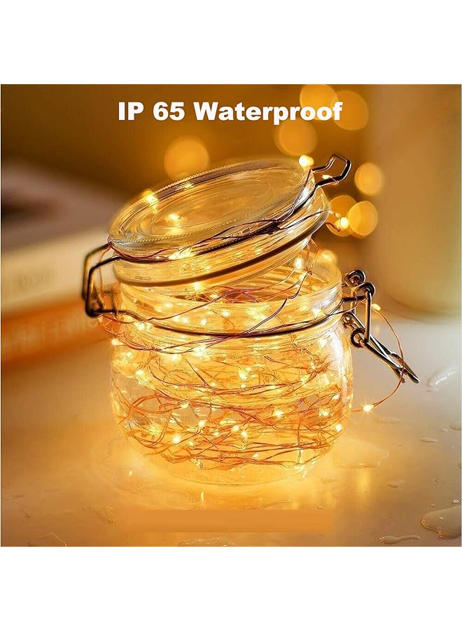 erorex Led String Lights Battery Powered 33 Ft 10M Waterproof Fairy Lights 100 Led Light With 8 Modes For Diy Wedding Bedroom Tree Decoration Warm White 2 Pack - Image 3