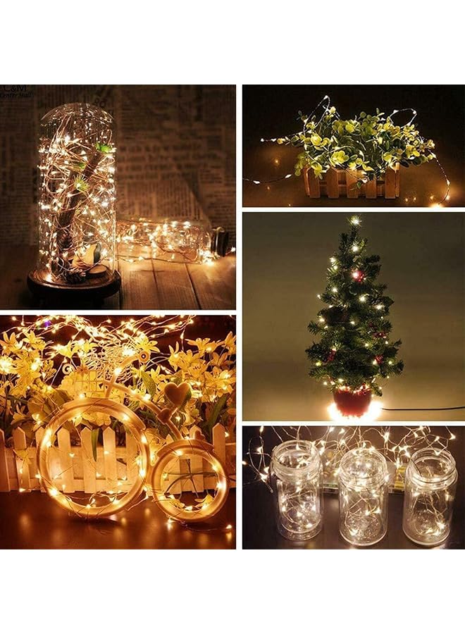 erorex Led String Lights Battery Powered 33 Ft 10M Waterproof Fairy Lights 100 Led Light With 8 Modes For Diy Wedding Bedroom Tree Decoration Warm White 2 Pack - Image 4
