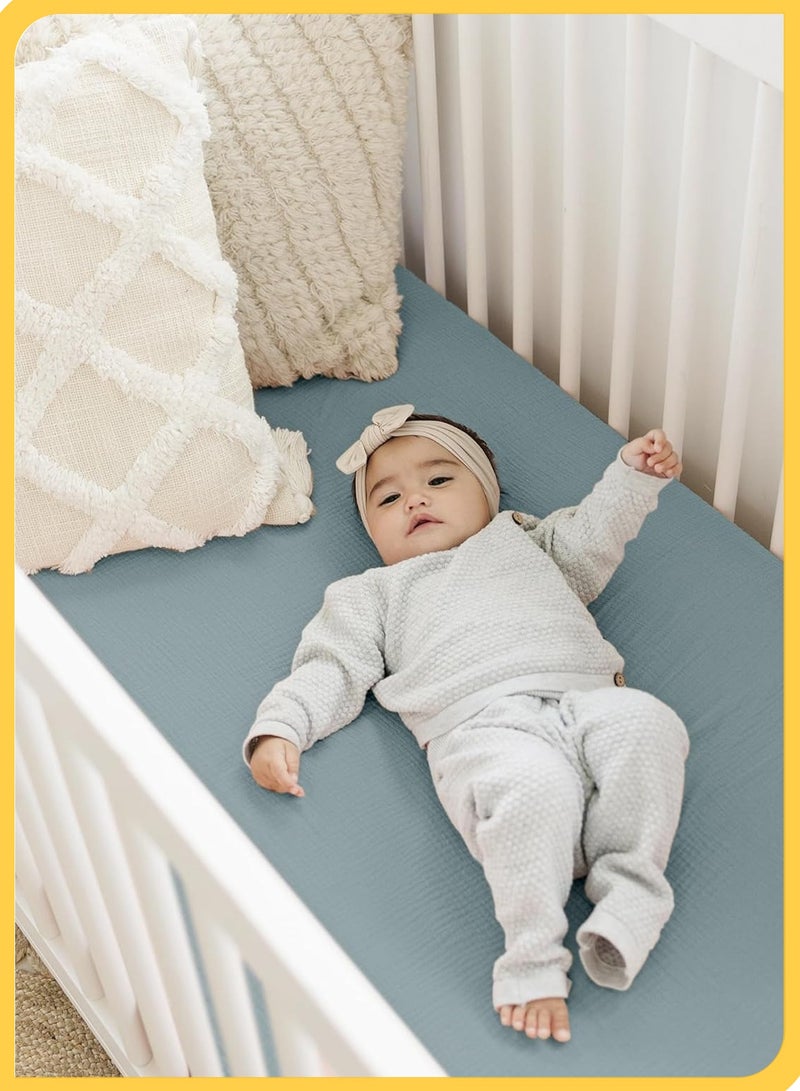 She&Little Baby Bassinet Sheets, 100% Soft & Breathable Cotton, Fits Rectangle, Round, Oval, Hourglass Mattresses, Deep Pocket Design, Easy to Wash & Durable, Perfect for Newborns, Suitable for Summer & Winter (Blue) - Image 3