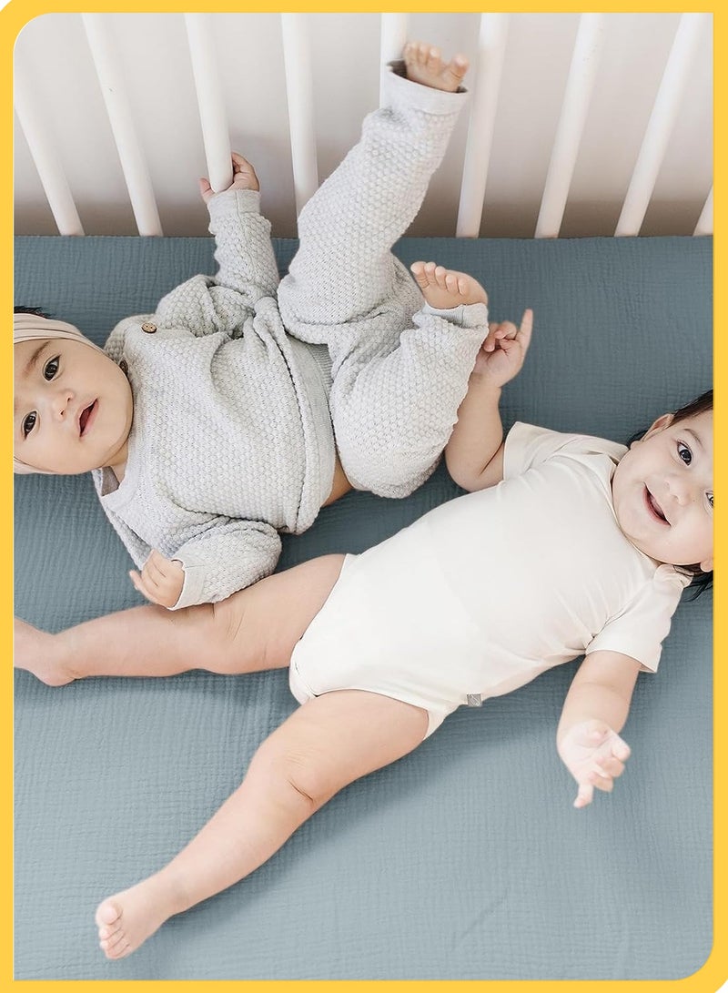 She&Little Baby Bassinet Sheets, 100% Soft & Breathable Cotton, Fits Rectangle, Round, Oval, Hourglass Mattresses, Deep Pocket Design, Easy to Wash & Durable, Perfect for Newborns, Suitable for Summer & Winter (Blue) - Image 2