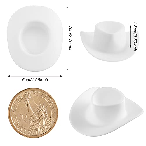 Skylety 20 Pieces Plastic Mini Cowboy Cowgirl Hat Miniature Western Small Doll Hat Cute Doll Cupcake Decoration for Dollhouse Cow Party DecorationWhite - Image 5