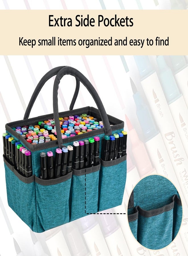 Watpot Marker Organizer Bag with Multiple Pockets, Marker Case for Art Storage Paint Markers, Paint Brushes, Coloring Books, Other Art Supplies, Green - Image 3