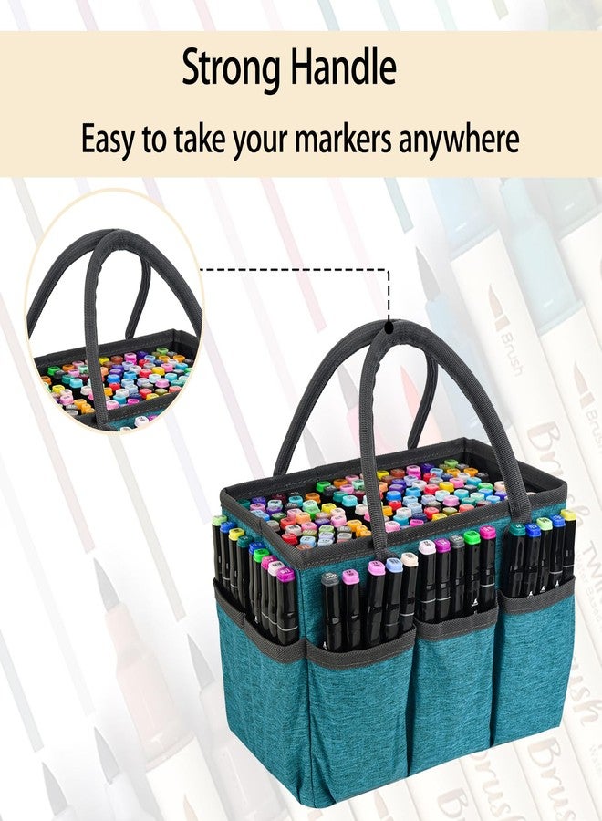Watpot Marker Organizer Bag with Multiple Pockets, Marker Case for Art Storage Paint Markers, Paint Brushes, Coloring Books, Other Art Supplies, Green - Image 4