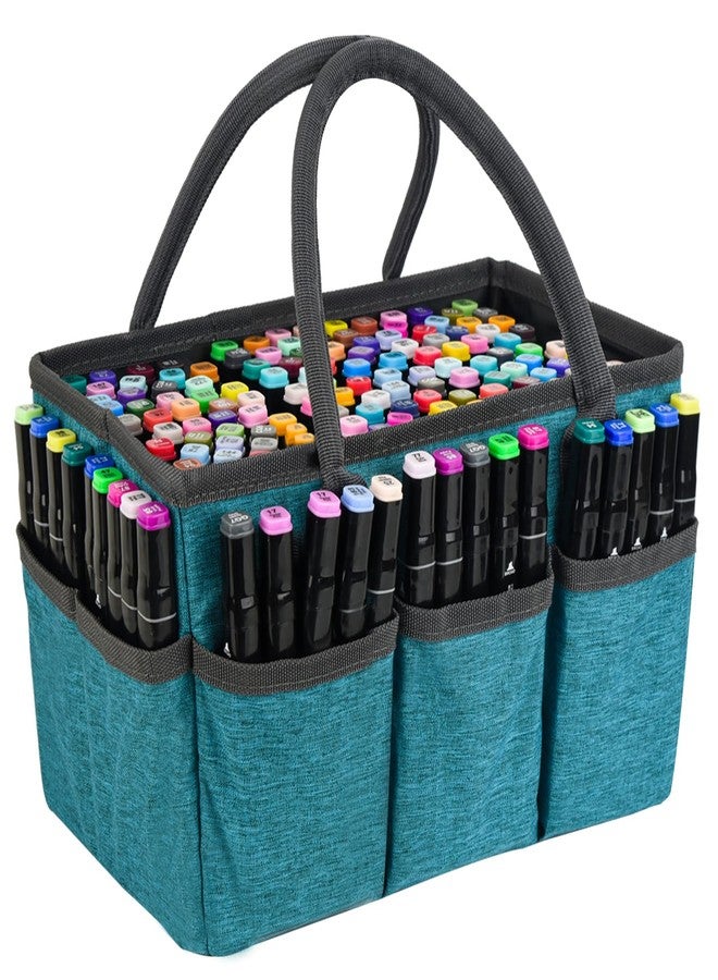 Watpot Marker Organizer Bag with Multiple Pockets, Marker Case for Art Storage Paint Markers, Paint Brushes, Coloring Books, Other Art Supplies, Green - Image 1