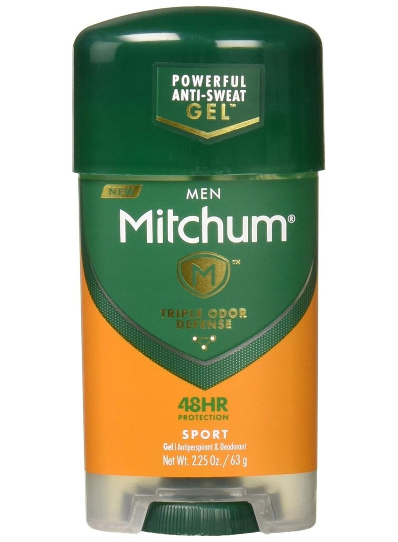Mitchum Antiperspirant Deodorant Stick for Men, Triple Odor Defense Gel, 48 Hr Protection, Dermatologist Tested, Sport,green 2.25 oz (pack of 2)