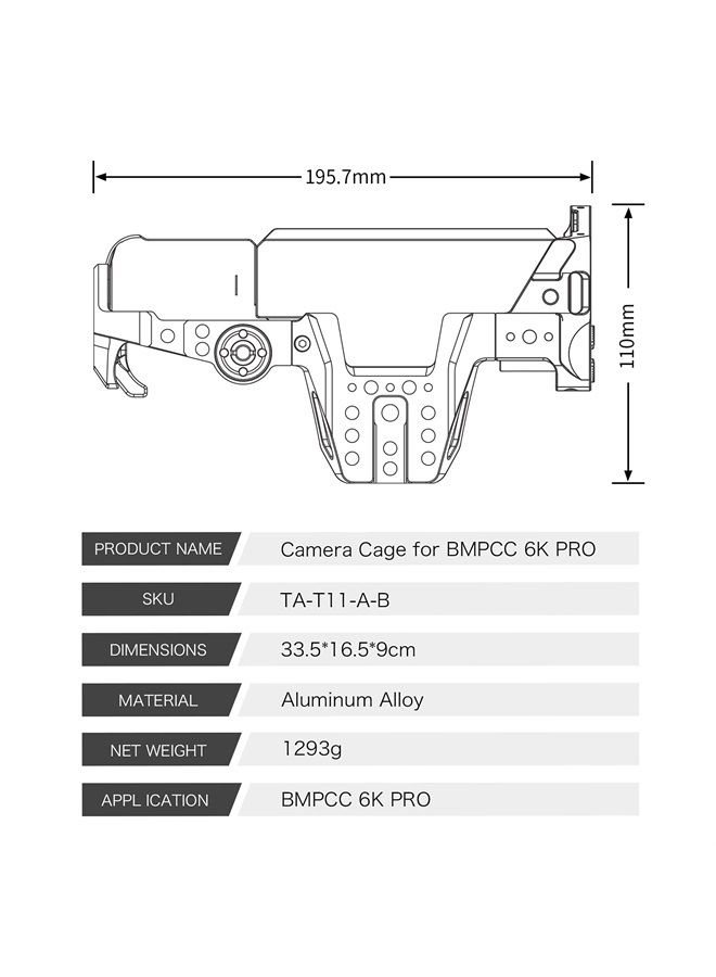 Tilta Advanced Camera Rig Kit Compatible with BMPCC 6K Pro - Black - Image 2
