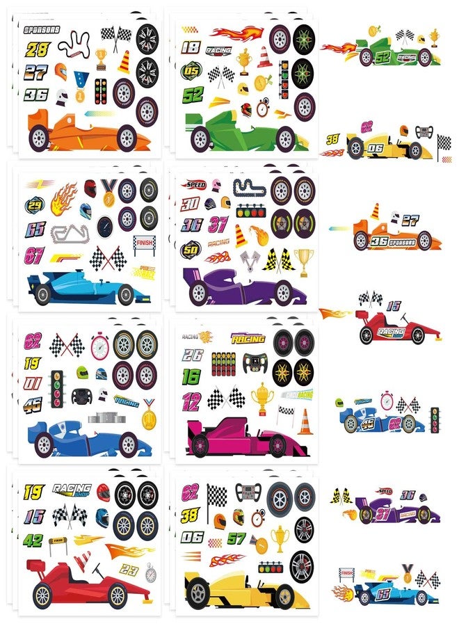 OTAITY 24 Sheets Car Stickers for Kids, Make Your Own Stickers DIY Race Car Stickers, Make a Face Car Stickers for Race Car Party Favors Car Themed Birthday Party Decorations - Image 1