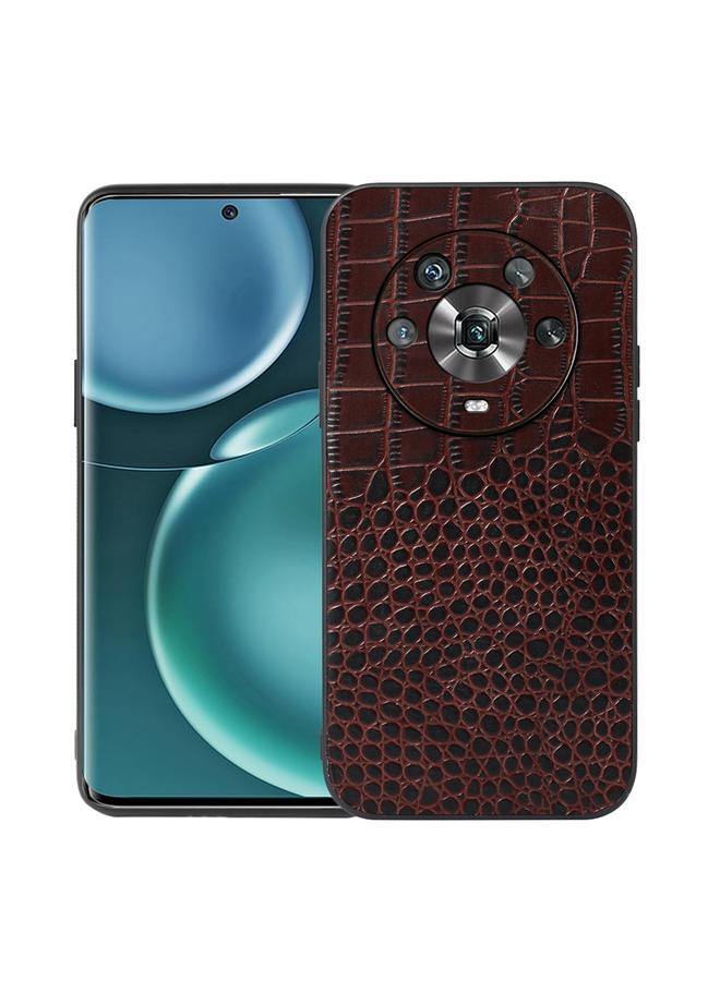 Green Tiger Case For Honor Magic4 Crocodile Top Layer Cowhide Leather Phone Case - Image 1