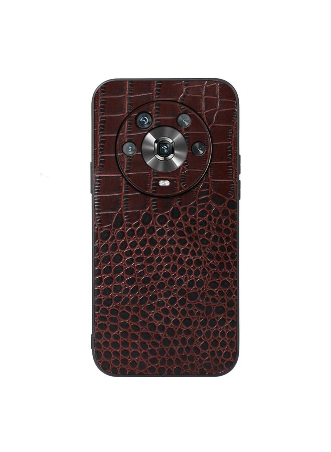 Green Tiger Case For Honor Magic4 Crocodile Top Layer Cowhide Leather Phone Case - Image 3