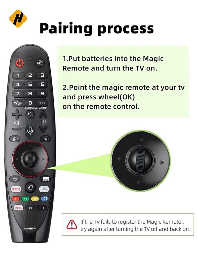 HuHa - New Magic Remote Control AKB75855501 Compatible with LG Smart TV, Fits LG AN-MR20GA AN-MR19BA Magic Remote Control, with Voice and Pointer Function, 1 Year Warranty (AKB75855501) – Includes Battery" - Image 1