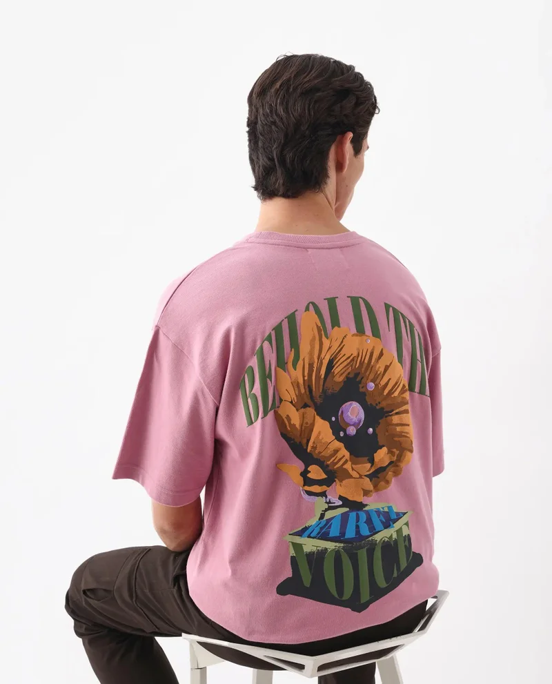 Rare Rabbit Men's Oversized Back Graphic Print T-Shirt