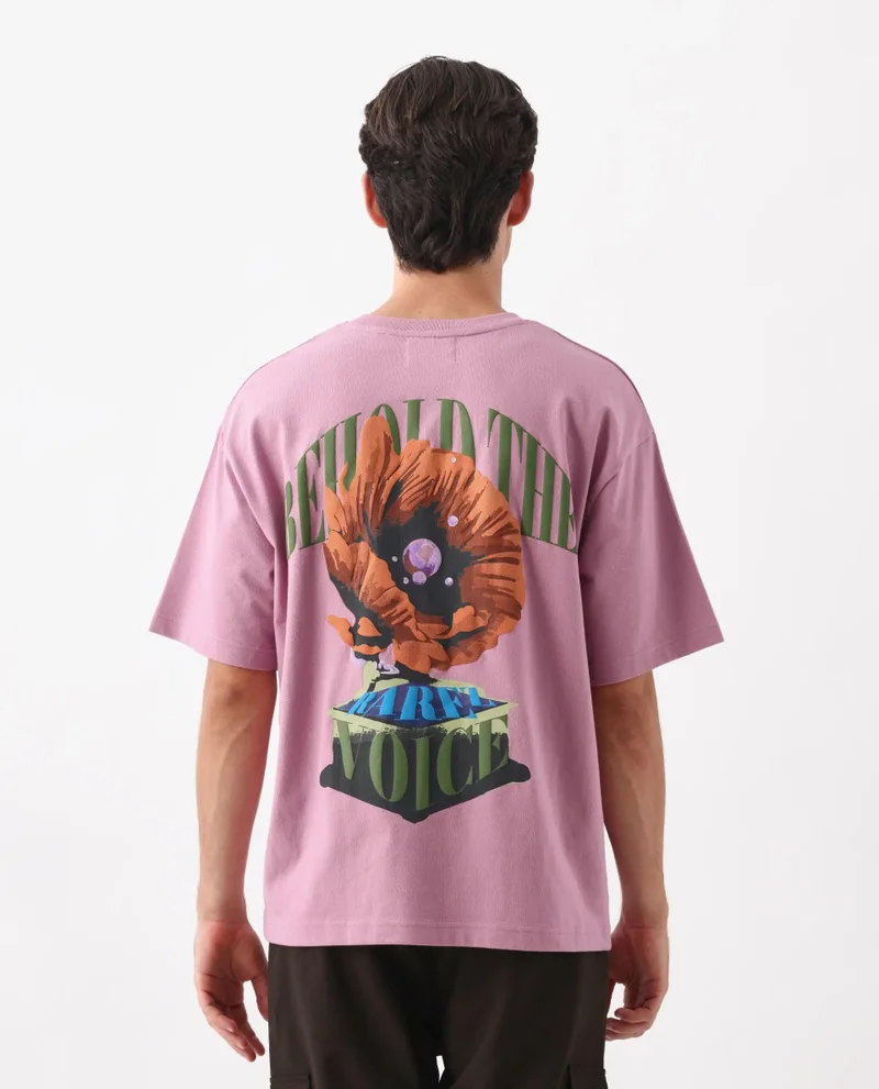 Rare Rabbit Men's Oversized Back Graphic Print T-Shirt
