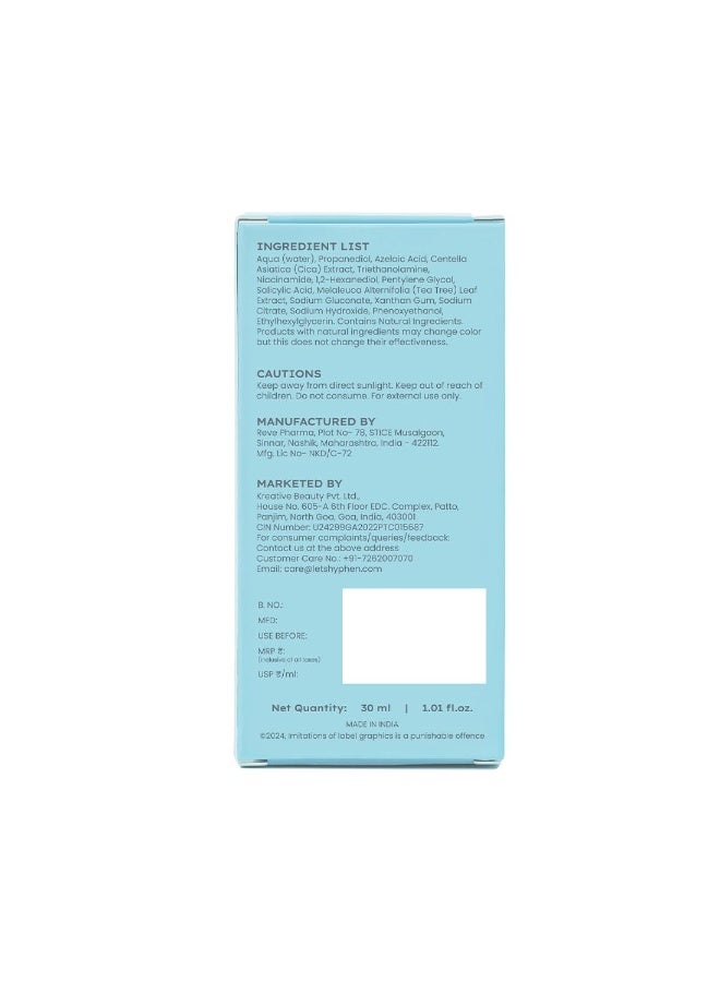 Hyphen Anti Acne 10% Azelaic Acid 2% Salicylic Acid Face Serum | 4% Niacinamide -Reduce Acne Marks, Fight Pimples | Tea Tree Extract -Soothes | Daily Serum for Women, Men | Oily, Acne Prone Skin -30ml - Image 2