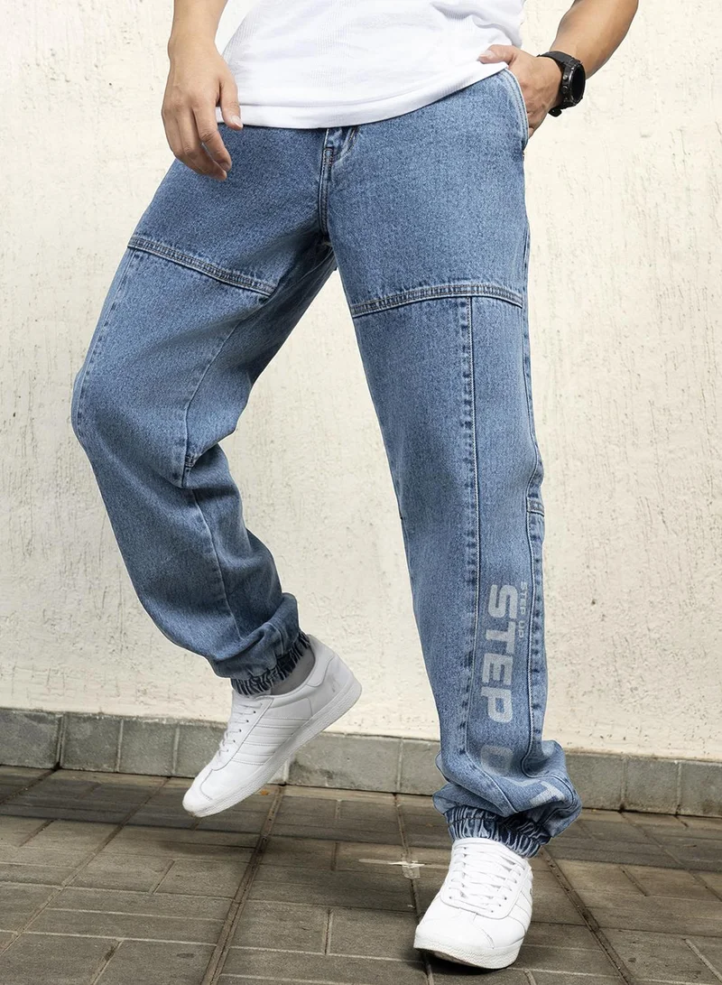 هوبرهولمي Men's Indigo 100% Cotton Bleached Full Length Straight Fit Jeans