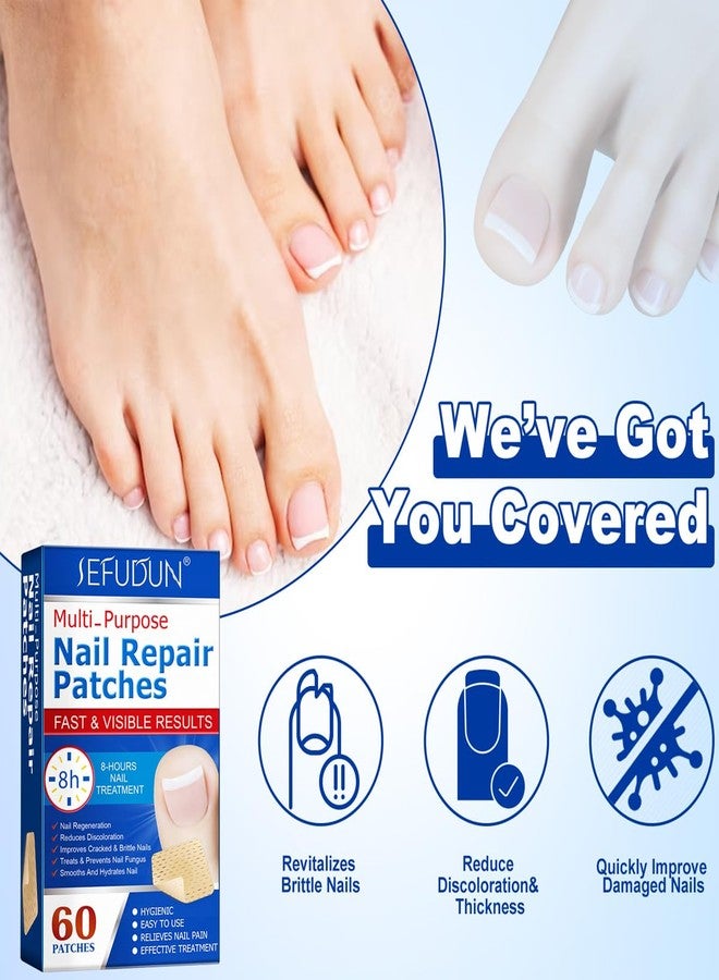 teerova Muti-Purpose Nail Repair Patches, 60 pcs Overnight Nail Repair Treatment for Nail Discoloration & Cracked Nails, Restore Healthy Nail Appearance - Image 2