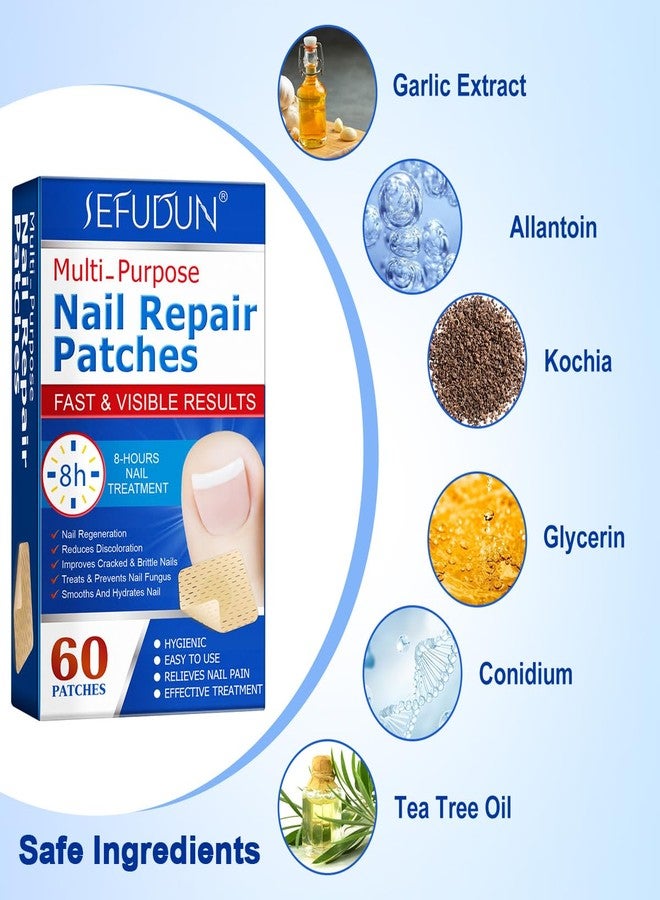 teerova Muti-Purpose Nail Repair Patches, 60 pcs Overnight Nail Repair Treatment for Nail Discoloration & Cracked Nails, Restore Healthy Nail Appearance - Image 3
