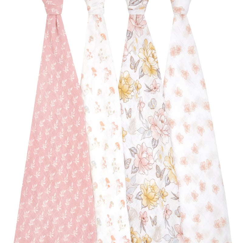 aden + anais Swaddle Blanket, 100% Organic Cotton Muslin Blankets for Girls  Boys, Baby Receiving Swaddles, Ideal Newborn  Infant Swaddling Set, 4 Pack, Earthly - Image 2