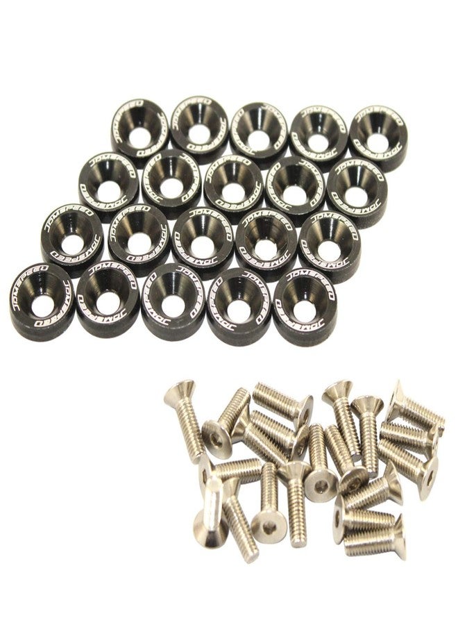 JDMSPEED 20 Pcs Black CNC Billet Aluminum Fender Washer Engine Bay Dress Up Kit by JDMSPEED - Image 1
