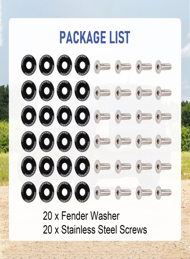 JDMSPEED 20 Pcs Black CNC Billet Aluminum Fender Washer Engine Bay Dress Up Kit by JDMSPEED - Image 5