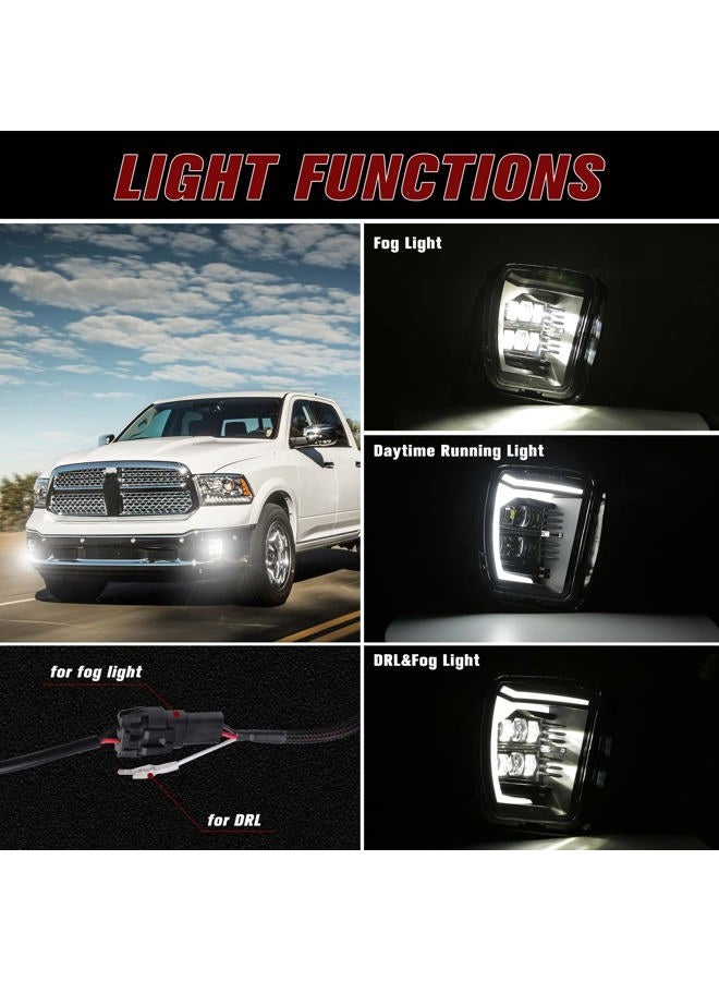 BICYACO Upgraded Led Fog Light with Daytime Running Lights for Dodge Ram 1500 2013 2014 2015 2016 2017 2018 Pickup 2019 Dodge Ram 1500 Classic Clear Bumper Passing Lamps with DRL- 1 Pair Black - Image 3