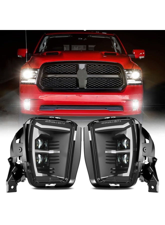 BICYACO Upgraded Led Fog Light with Daytime Running Lights for Dodge Ram 1500 2013 2014 2015 2016 2017 2018 Pickup 2019 Dodge Ram 1500 Classic Clear Bumper Passing Lamps with DRL- 1 Pair Black - Image 1