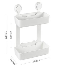 E COMMERCE  BAG Spice Organizer Rack 2 Tier Kitchen and Bathroom Organizer, Wall-Mounted Storage Organizer with Suction Cups, 27.3 x 14.3 x 43.5 cm, White  - Image 2