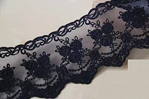 Sourcemall Lace Trim Ribbon, Delicate Crown Ribbon for Crafts Sewing and Bridal Wedding Dress Applique Decorations, 3.3inch Width 5 Yards/Lot (Black) - Image 2