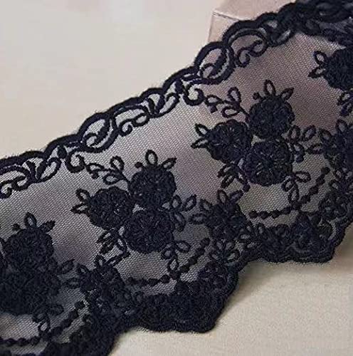 Sourcemall Lace Trim Ribbon, Delicate Crown Ribbon for Crafts Sewing and Bridal Wedding Dress Applique Decorations, 3.3inch Width 5 Yards/Lot (Black) - Image 1
