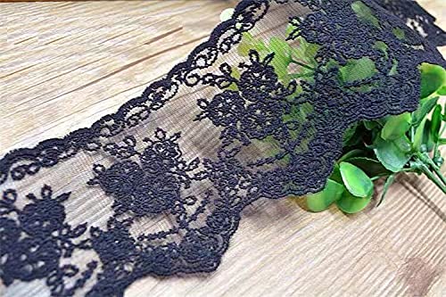 Sourcemall Lace Trim Ribbon, Delicate Crown Ribbon for Crafts Sewing and Bridal Wedding Dress Applique Decorations, 3.3inch Width 5 Yards/Lot (Black) - Image 4