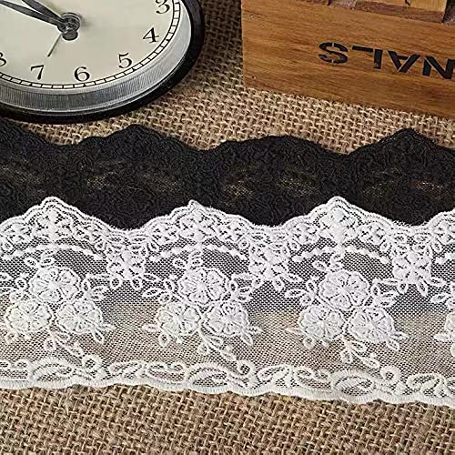 Sourcemall Lace Trim Ribbon, Delicate Crown Ribbon for Crafts Sewing and Bridal Wedding Dress Applique Decorations, 3.3inch Width 5 Yards/Lot (Black) - Image 5