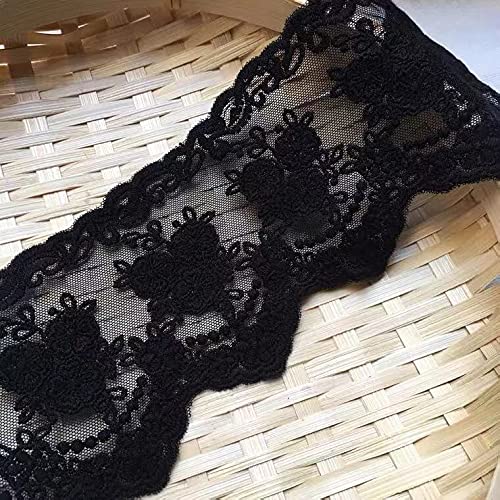 Sourcemall Lace Trim Ribbon, Delicate Crown Ribbon for Crafts Sewing and Bridal Wedding Dress Applique Decorations, 3.3inch Width 5 Yards/Lot (Black) - Image 3