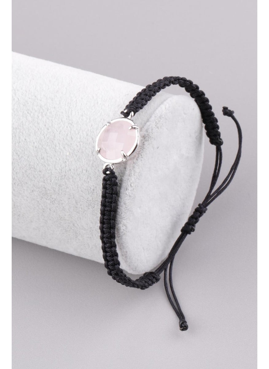 Güneş Avm Gunes Avm Pink Quartz Natural Stone Macrame Knitting Bracelet 