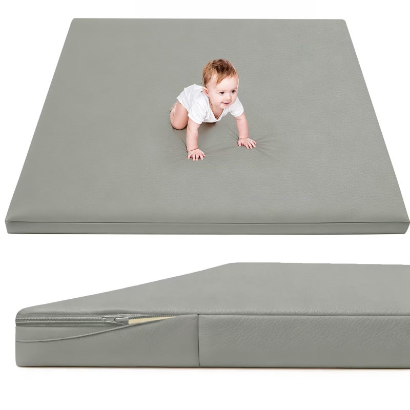 ILPEOD Waterproof Baby Play Mat for Floor 1.3" Thick Memory Foam 47 * 47 Cushion Playpen Playmat Tummy Time Crawling Mat Nursery Rug Pad Mattress Create Soft & Safe Area for Infants,Toddler,Kids,Grey - Image 1