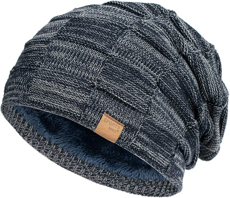 Vgogfly Slouchy Beanie for Men Winter Hats for Guys Cool Beanies Mens Lined Knit Warm Thick Skully Stocking Binie Hat - Image 1