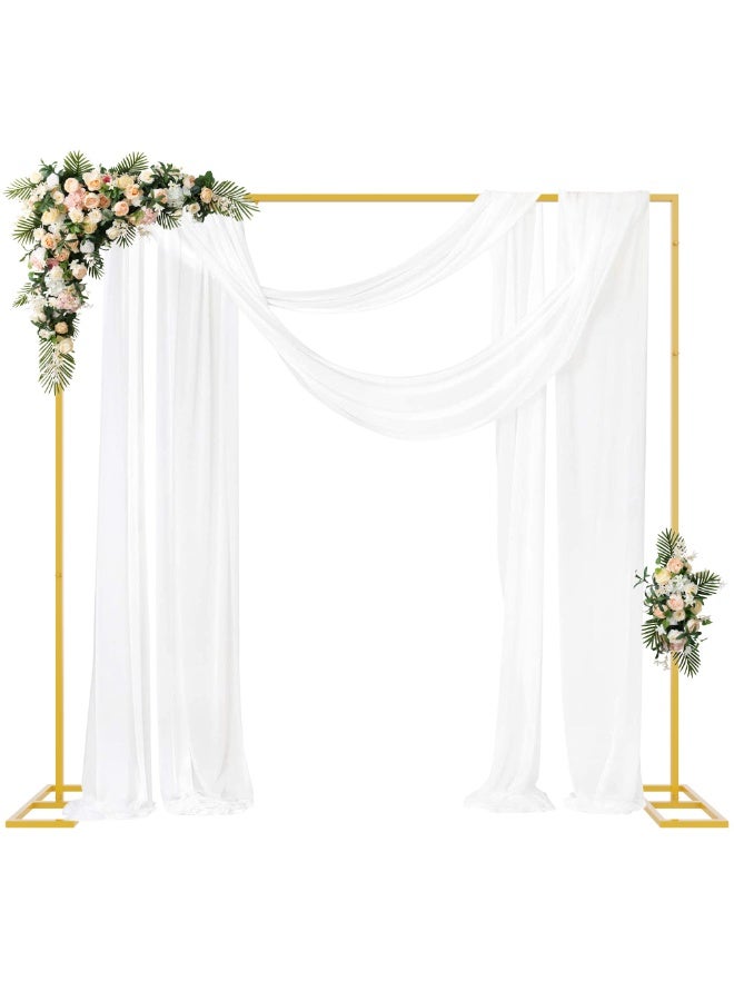 حامل خلفية 8 قدم × 8 قدم ثقيل مع قاعدة، حامل خلفية ذهبي محمول قابل للتعديل مع أنابيب وستائر، مجموعة إطار قوس معدني مربع لحفلات الزفاف أعياد الميلاد زينات الحفلات - Image 1