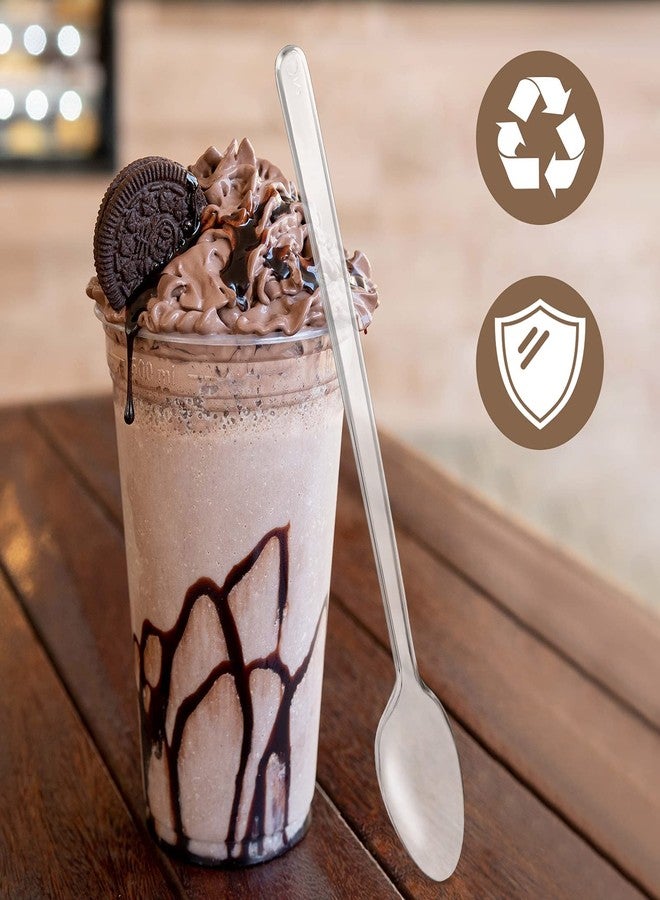 Romooa 200 Pieces Long Clear Plastic Ice Cream Spoons 7.09 Inch Disposable Utensils Sundae Spoons Long Handle Spoon for Ice Cream, Milkshakes, Tea and Floats, Stirring Cocktails and Tall Beverages - Image 3