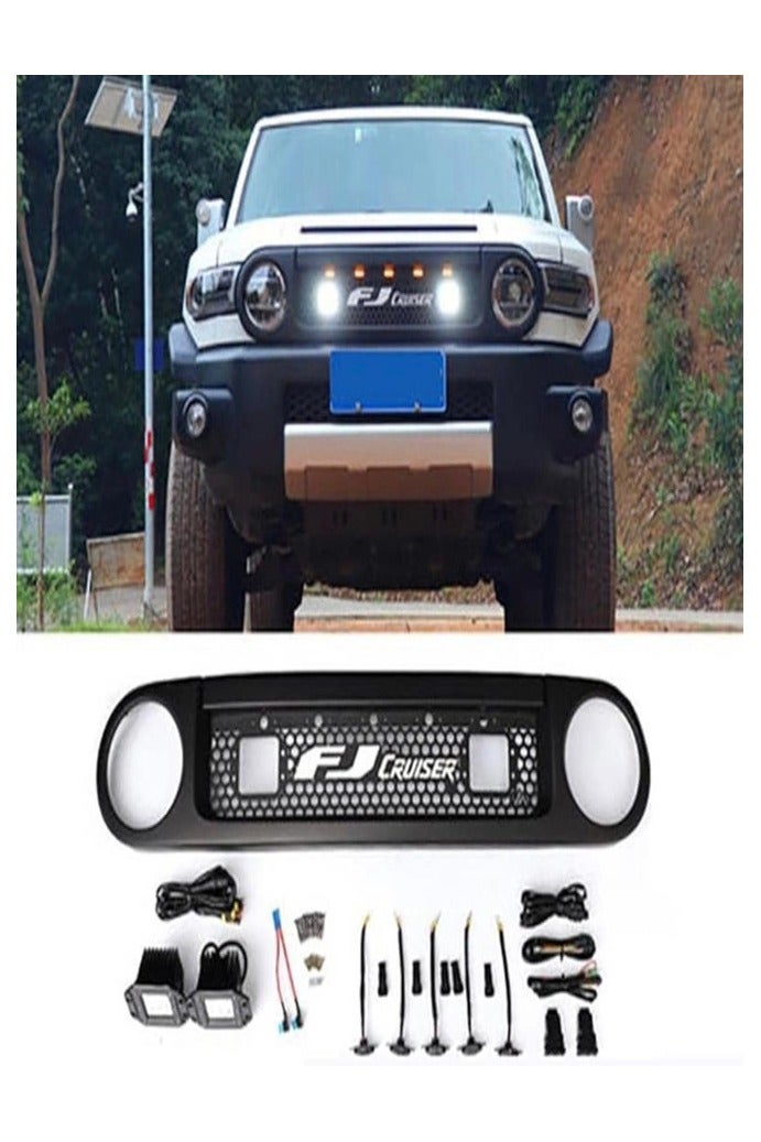 Generic Toyota Fj Cruiser Mesh Grill With Lights, Customised Grill for Fj Cruiser 2007-2023 Models, Black  - Image 3