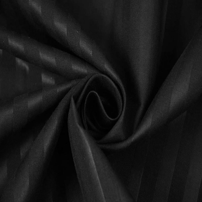 Roman 300 TC Glace Cotton Satin Stripes Elastic Fitted Plain Single Bedsheet with one Pillow Covers Size 60 90 inchBlack - Image 4
