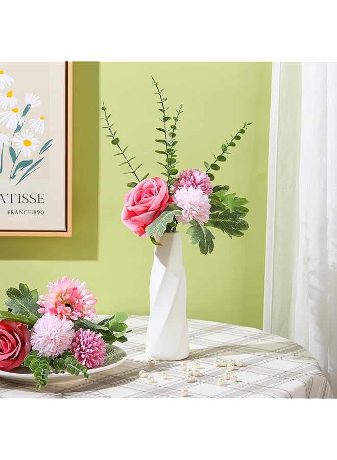 erorex 10 Pcs Plastic Composite Flower Vase White Tall Conic Floral Vase Ceramic Look Small Bud Vase Unbreakable Bud Vase For Centerpieces Wedding Living Room Decorations - Image 2