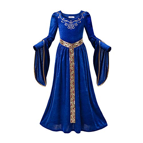 Pettigirl Girls Renaissance Queen Blue Dress Up Cosplay Royalty Medieval Princess Fancy Costume - Image 1