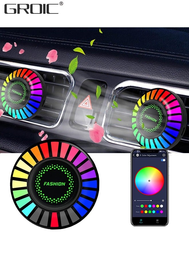 GROIC Car Ambient Light,Air Freshener Vent Clip,24 LED RGB Light Car Atomosphere Light,100 Color Modes, APP Control,Vent Fixation,Car Accessories Gifts - Image 1