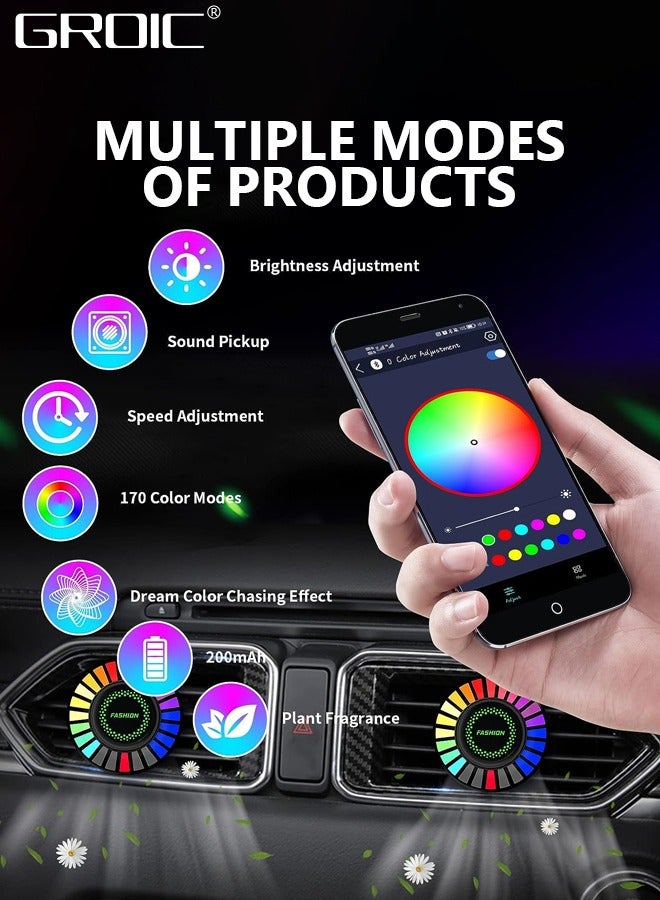 GROIC Car Ambient Light,Air Freshener Vent Clip,24 LED RGB Light Car Atomosphere Light,100 Color Modes, APP Control,Vent Fixation,Car Accessories Gifts - Image 4