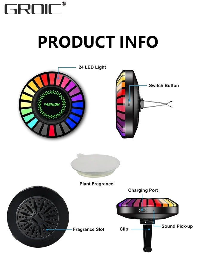 GROIC Car Ambient Light,Air Freshener Vent Clip,24 LED RGB Light Car Atomosphere Light,100 Color Modes, APP Control,Vent Fixation,Car Accessories Gifts - Image 5