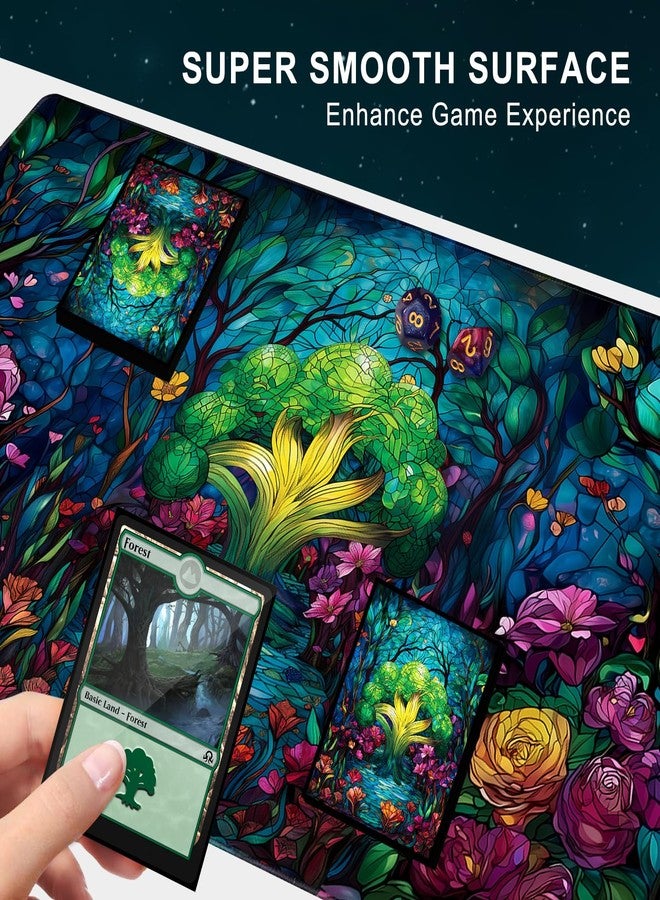 Katomula MTG Playmat, TCG Card Game Playmat, Stitched Edge, Non-Slip Rubber Bottom - 24 x 14 inch - Forest - Image 3
