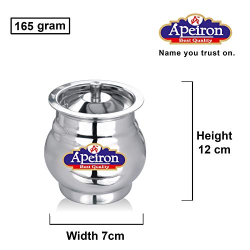 Apeiron Stainless Steel Lota shape and Linner Shape Ghee/Oil Pot with Spoon and Lid - 300 ml Steel Utility Container - Image 4