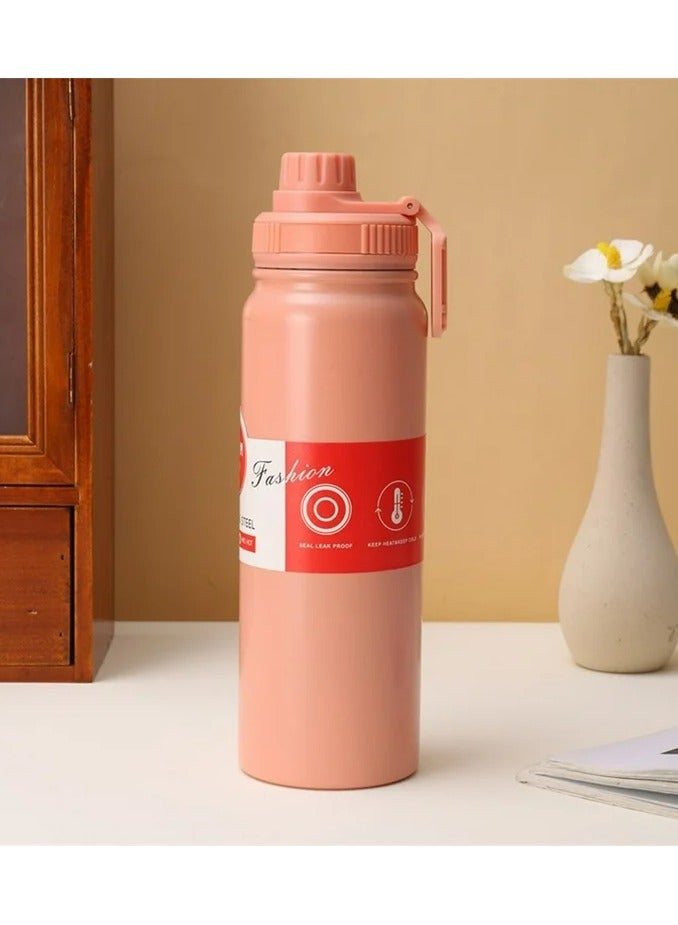 Bisbell Stainless Steel Double Layer Space Portable Water Bottles, Sports Fitness Bottle Large Capacity Cold Insulation, Car Water Cup for Outdoor Travel,BB1420,Peach - Image 1