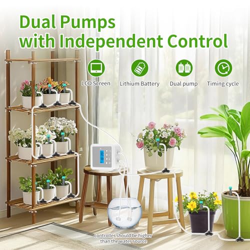 DAOTAILI Smart Automatic Plant Watering System for 20 Pots - Dual Pump Indoor Drip Irrigation Kit with 30-Day Programmable Timer & USB-C Charging - Image 2
