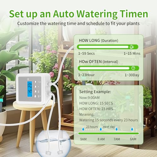 DAOTAILI Smart Automatic Plant Watering System for 20 Pots - Dual Pump Indoor Drip Irrigation Kit with 30-Day Programmable Timer & USB-C Charging - Image 3