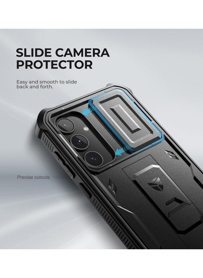 Dexnor Dexnor for Samsung Galaxy A35-5G Case, [2 Front Frame] [Built-in Slide Camera Cover & Kickstand] Heavy Duty Military Grade Protection Shockproof Phone Case with Screen Protector, 6.6 inch Black - Image 2