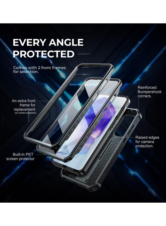 Dexnor Dexnor for Samsung Galaxy A35-5G Case, [2 Front Frame] [Built-in Slide Camera Cover & Kickstand] Heavy Duty Military Grade Protection Shockproof Phone Case with Screen Protector, 6.6 inch Black - Image 4